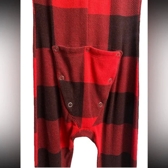 Victoria's Secret PINK Red Buffalo Plaid Holiday Union Suit Pajama Sequin Sz XS - Picture 8 of 10